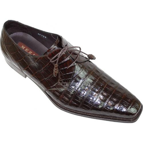Mezlan "13446" Brown Genuine All-Over  Crocodile Shoes